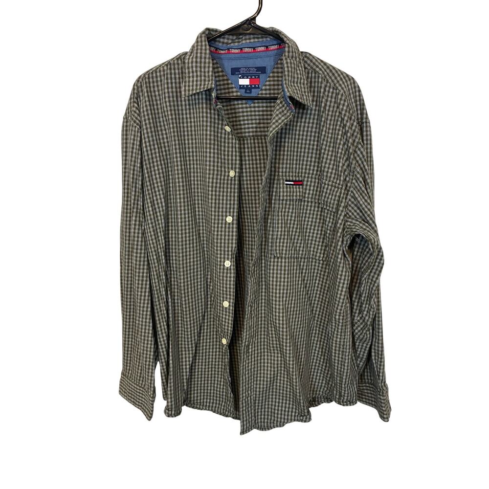 2000s Y2k Vintage Tommy Hilfiger Tommy Jeans Men’s Stripe Dress Button Up Shirt